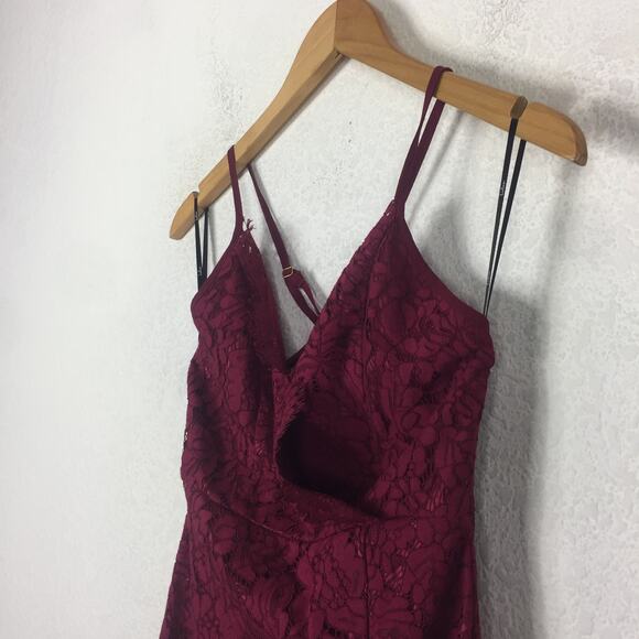 Lulus Flirting with Desire Burgundy Lace Bodycon Dress Small Whimsigoth Cocktail - Picture 7 of 13